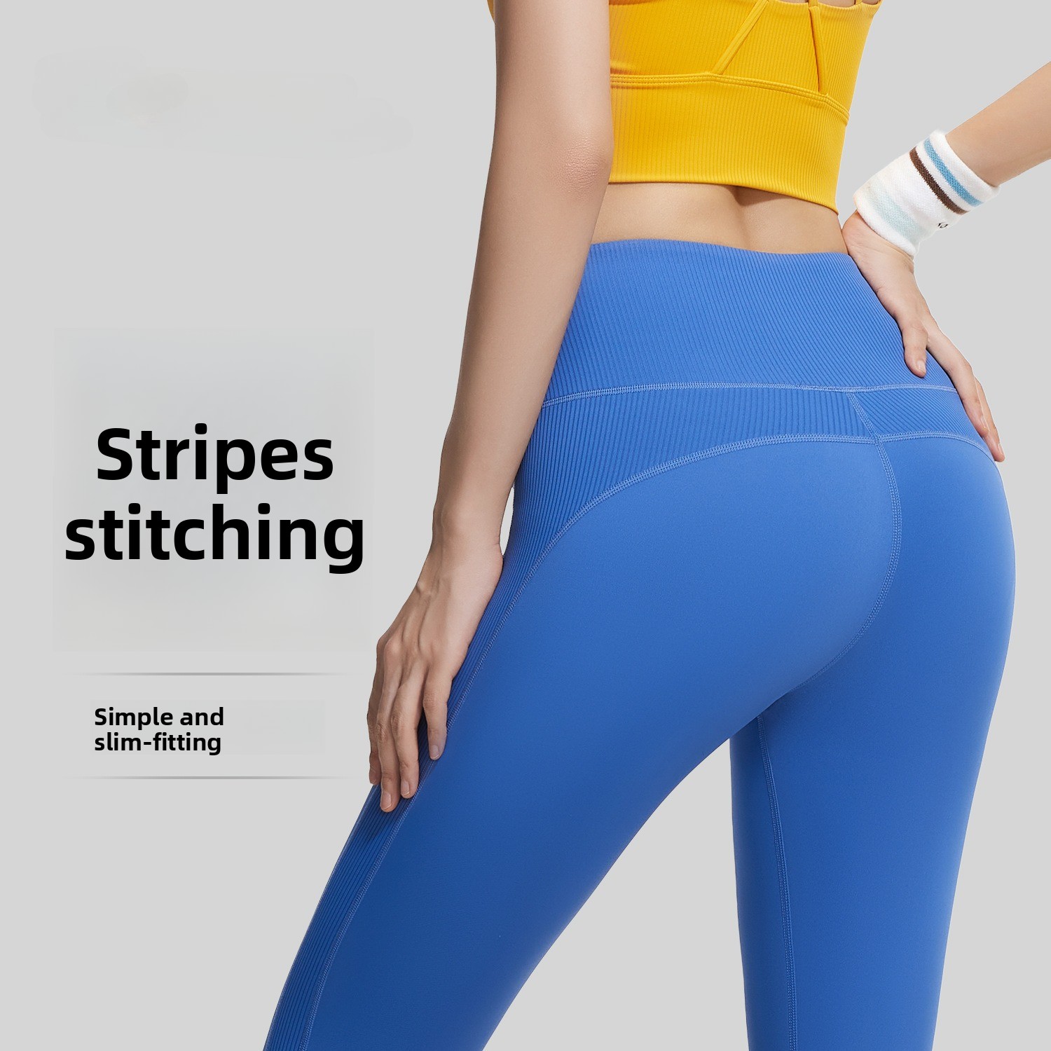Yoga Fitness Model - Neuestes Modell Gestreifte Patchwork-Yogahose mit Hoher