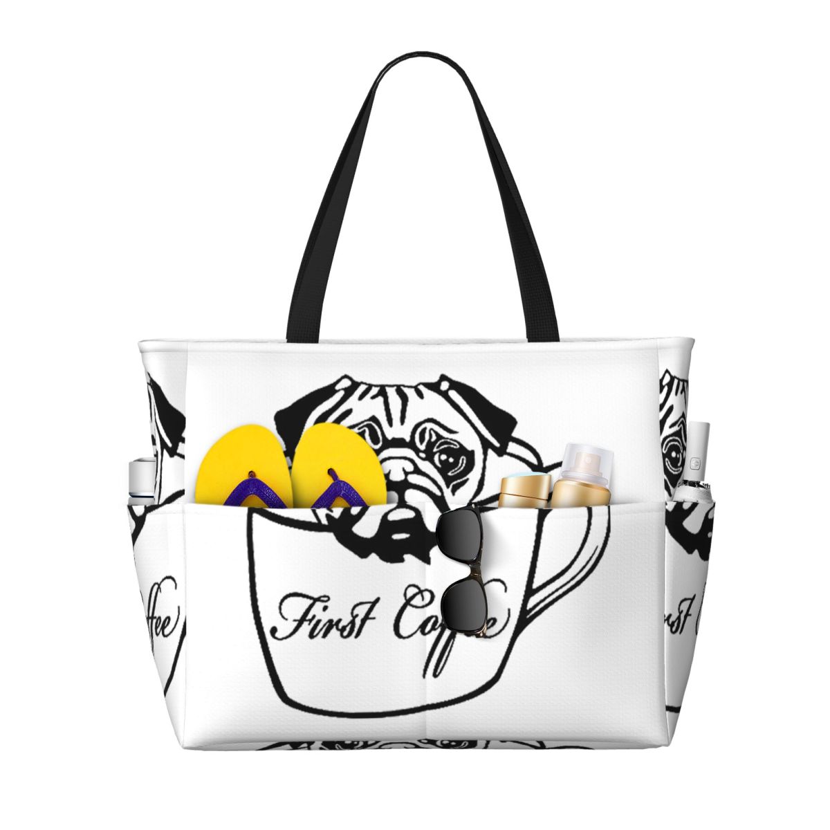 Yoga In Fitness First - Pug First Coffee Strandtasche, Sporttasche, Yoga-Tasche,