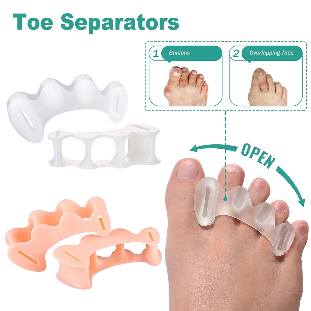 Yoga Toe Separator - 1 Paar Gel-Zehen-Finger-Separator aus hartem Silikon,