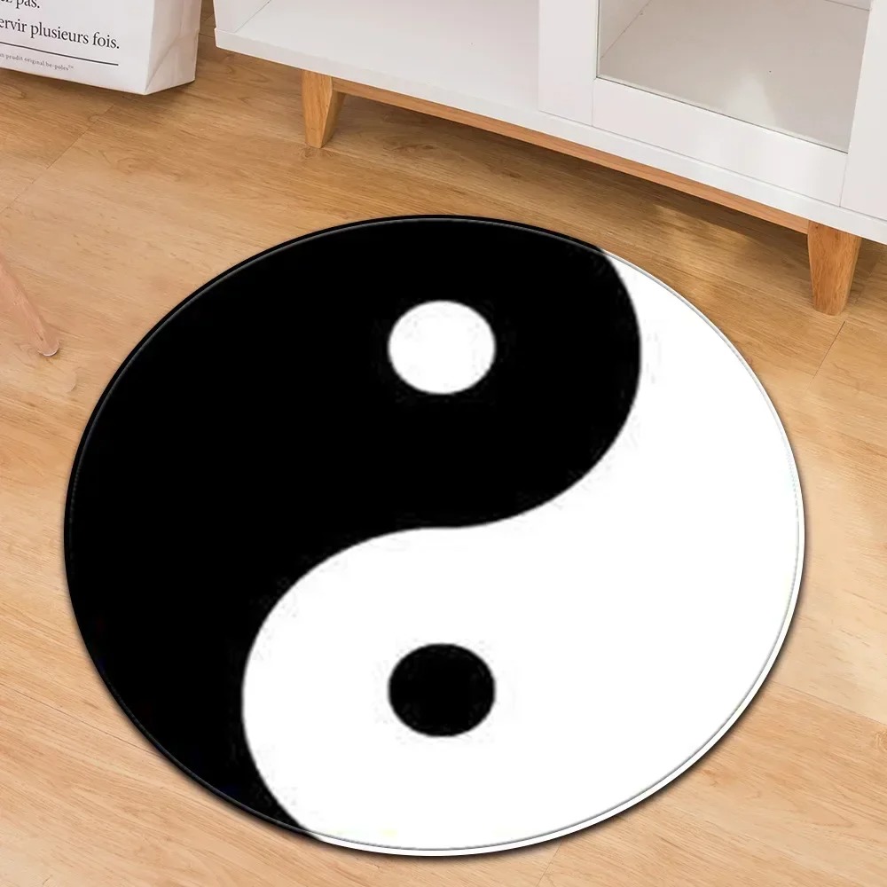 Yoga Fitness Model - Yin Yang Taiji Runder Teppich Blume