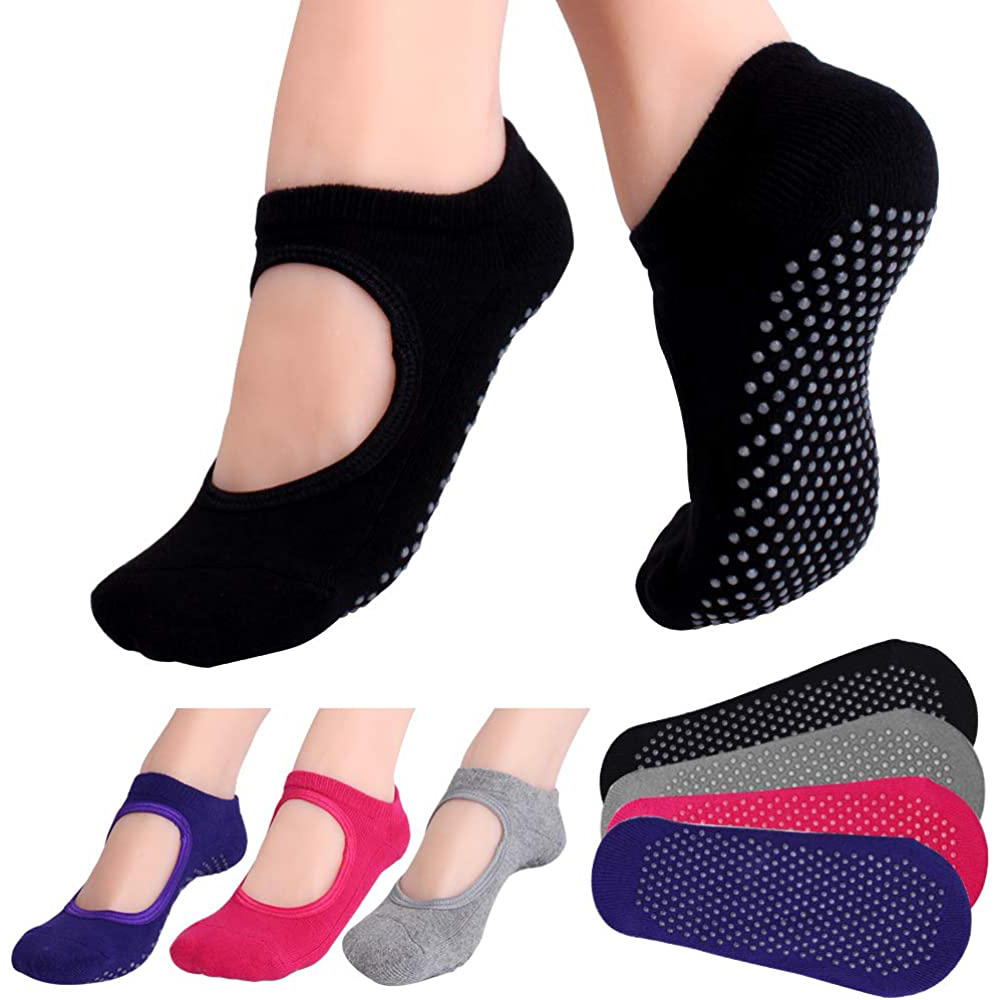 Yoga Dance & Fitness Center Llc - Rückenfreie, rutschfeste Fitness-Pilates-Socken aus Baumwolle für