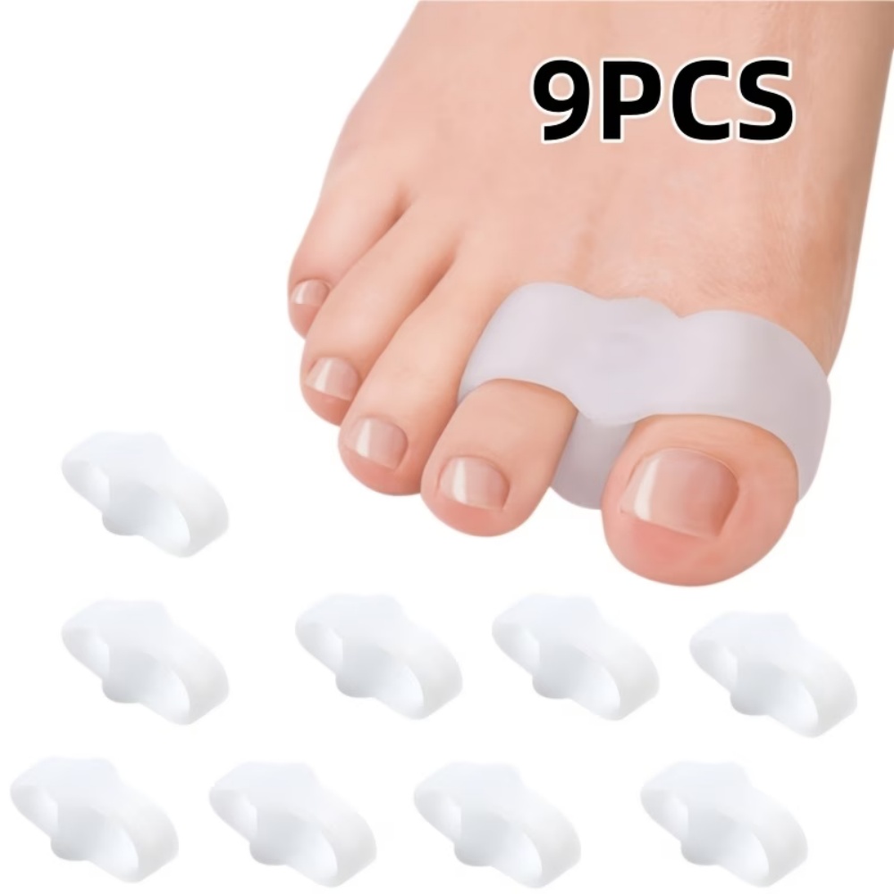 Yoga Toe Separator - 9-teiliges Set Weiche Silikon-Zehentrenner, Doppelring-Design Geeignet