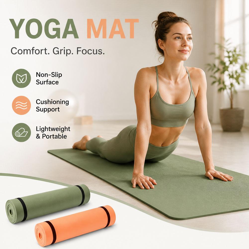Thick Yoga Mat - Dicke Yogamatte, rutschfeste Sport-Fitnessmatte, EVA-Komfortschaum-Yogamatte für