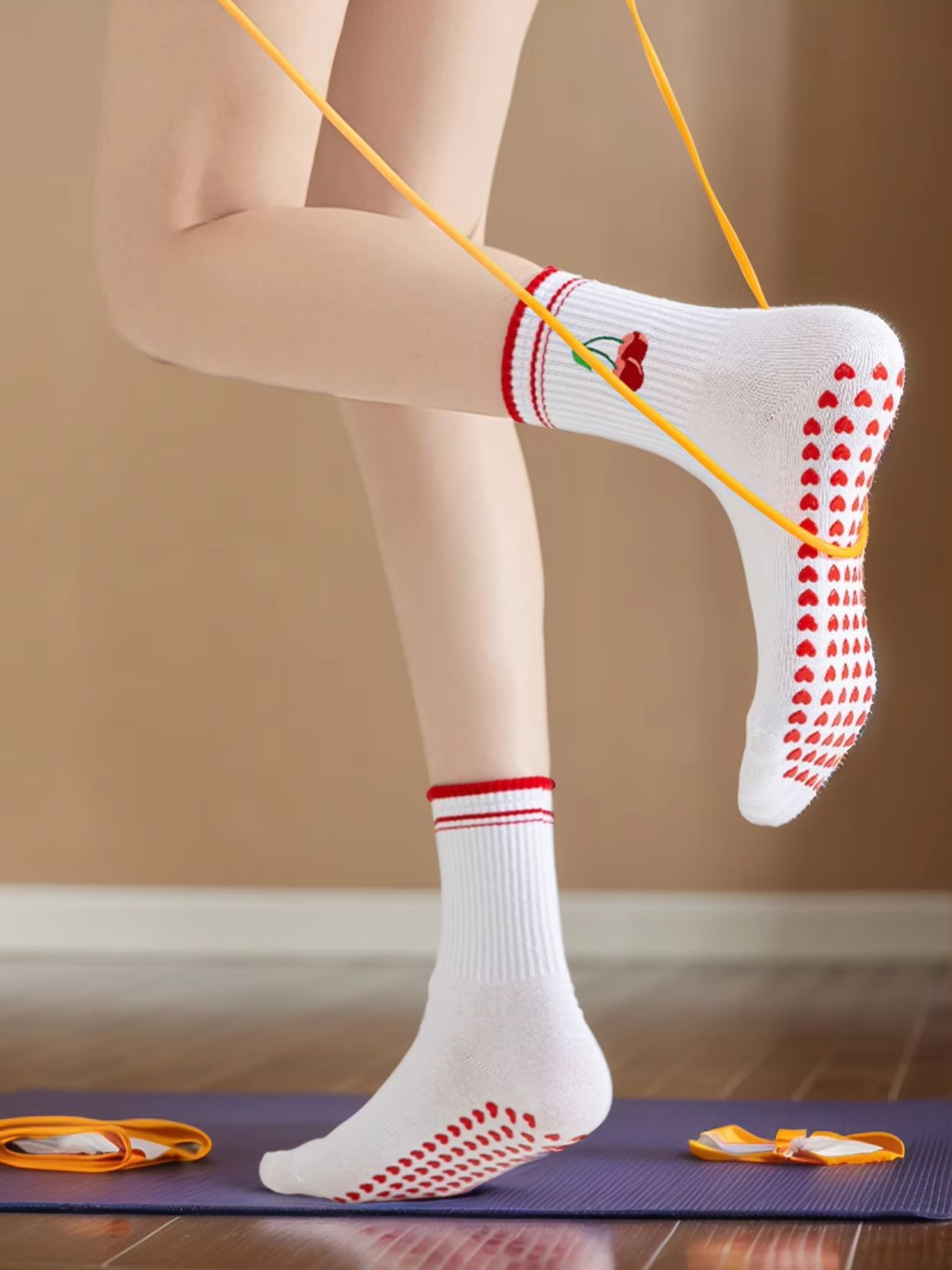 Yoga Dance & Fitness Center Llc - 1 Paar grenzübergreifende professionelle Yoga-Socken, Baumwoll-Riemchen-Silikon-Anti-Rutsch-Pilates-Fitness-Tanz-Bodensocken